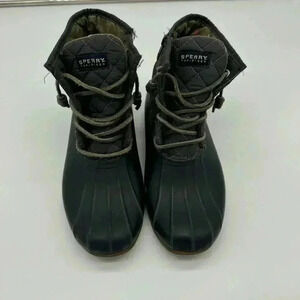 Women's Sperry Saltwater Quilted Navy Blue Duck Boots, Size 8.5, STS93027